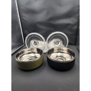 2 Polar Camel 1&1/4 Qt Serving Bowls W/ Lid Stainless Steel 1 Black 1 Green Bowl
